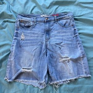Celebrity Pink Light Blue Distressed Jean Shorts